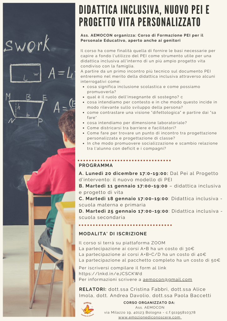 webinar Didattica inclusiva, nuovo PEI e progetto vita personalizzato – dall’infanzia alla secondaria